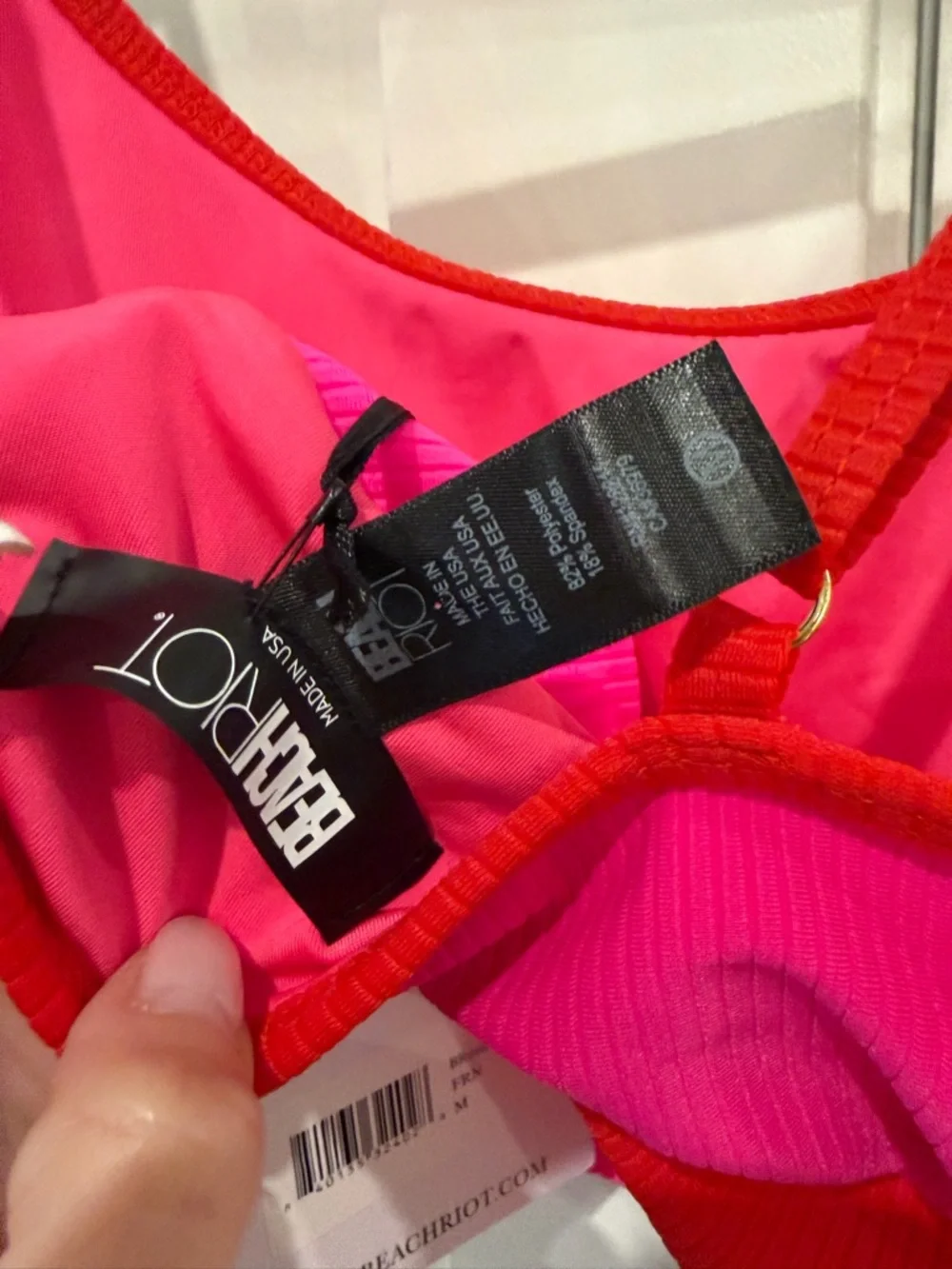 Beach Riot Eva Bikini Top M Emmy Bikini Bottom S Fuschia Red + Neon Pink NEW